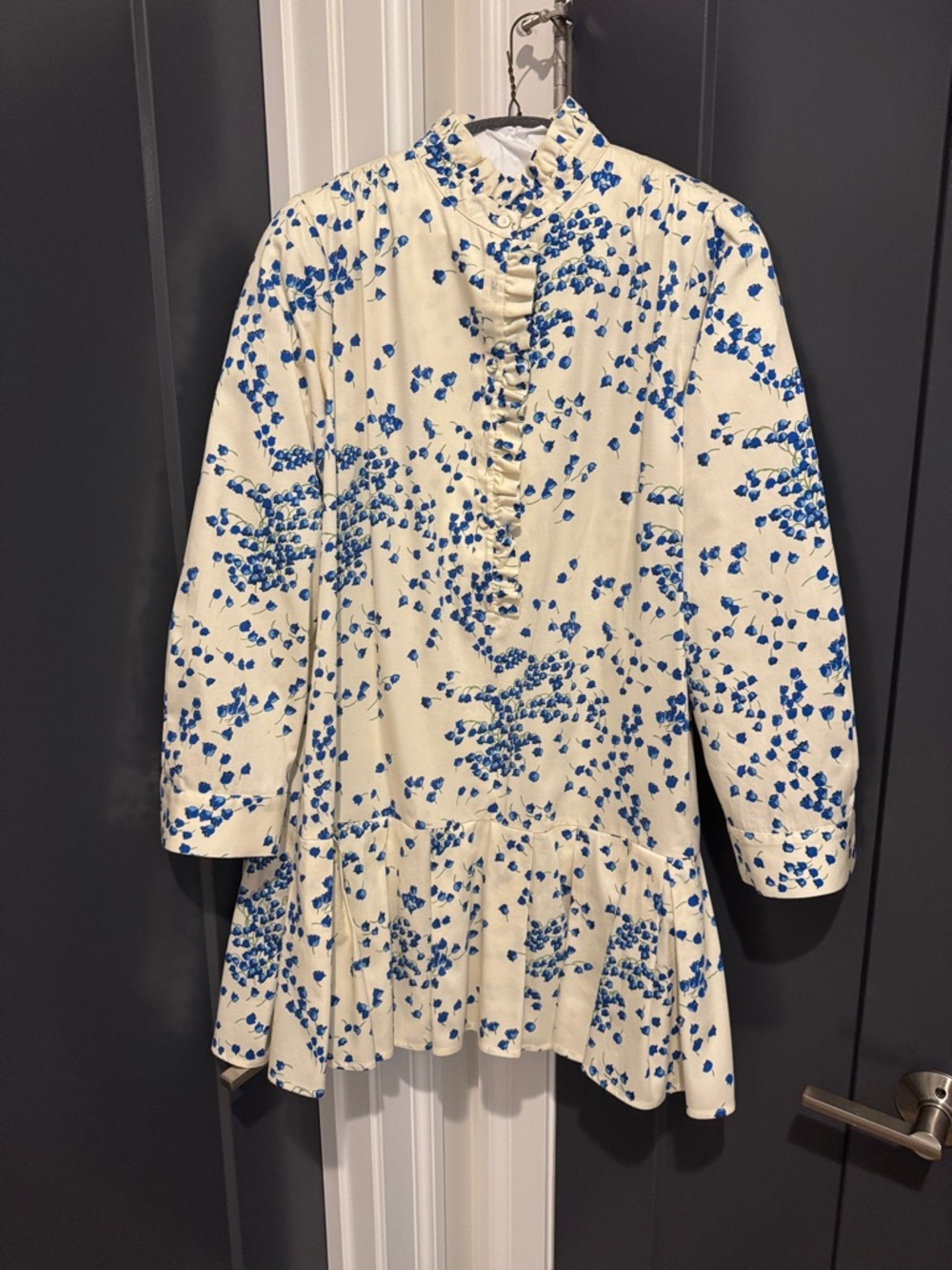 Tuckernuck Cream Mini Dress with Blue Floral Print